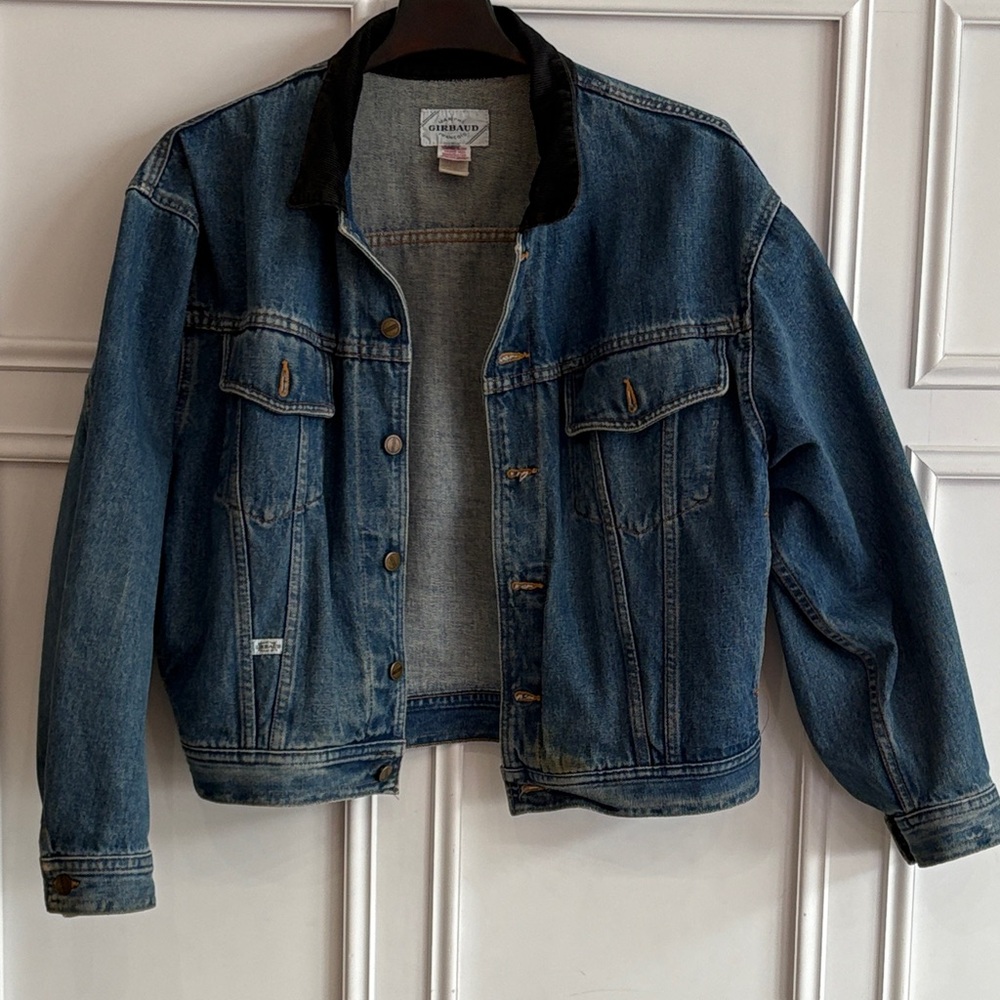Both Marithe Francois Girbaud Blue Denim Trucker Jean Jacket Corduroy Collar